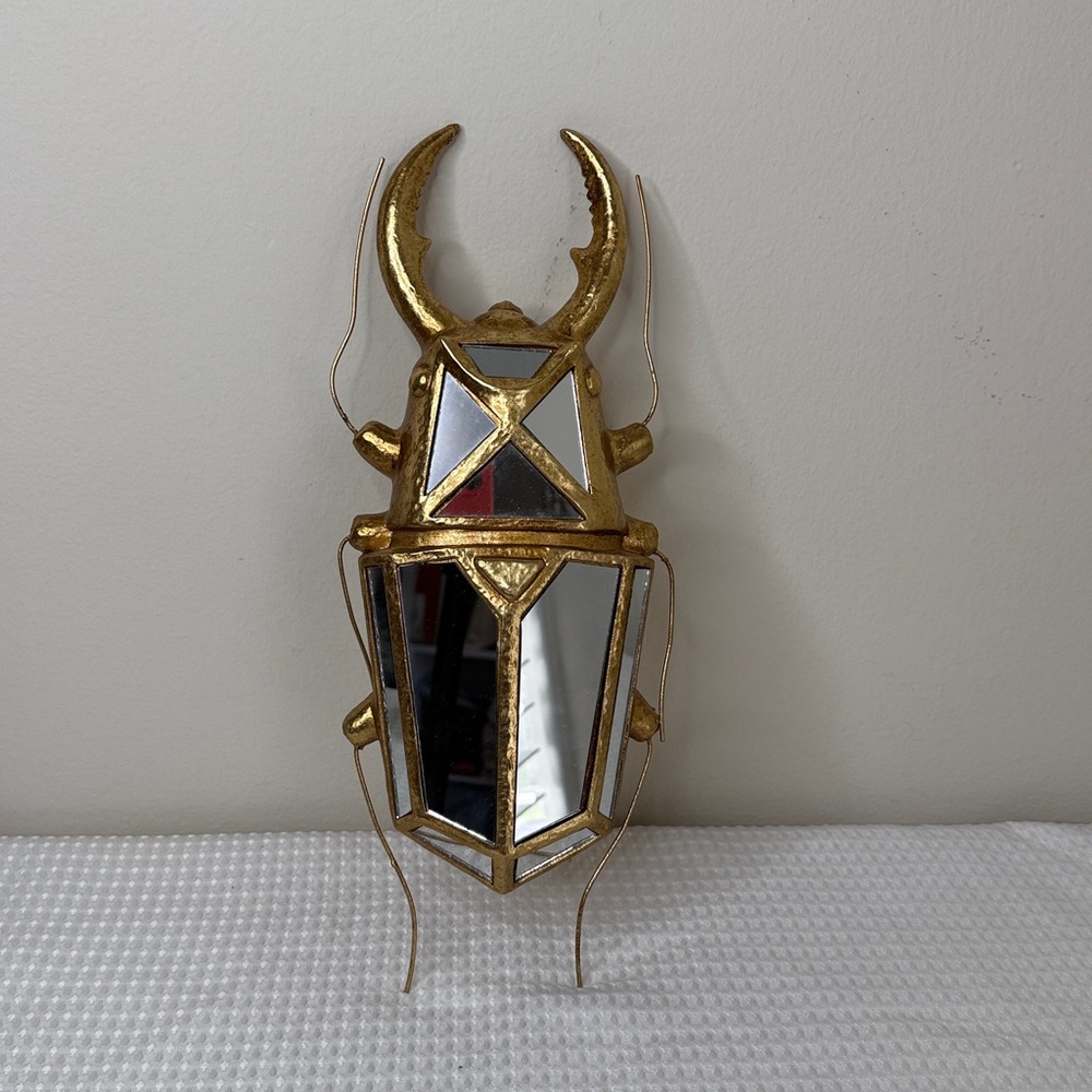 Gold Mirrored Stag Beetle Wall Decor